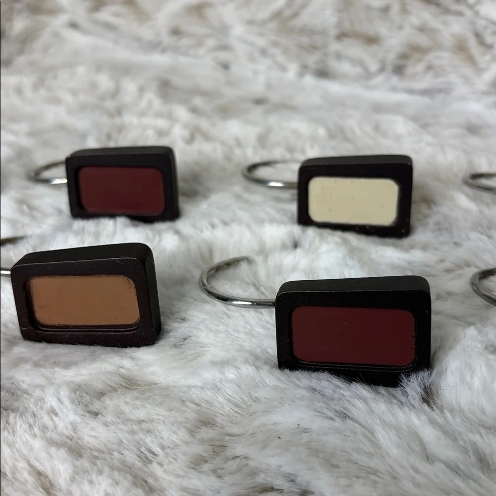 Set of 11 Rectangular Shower Curtain Hooks. Brown, Cream, Tan & Burgundy